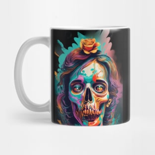 The face with a skull has strong, expressive colors Mug